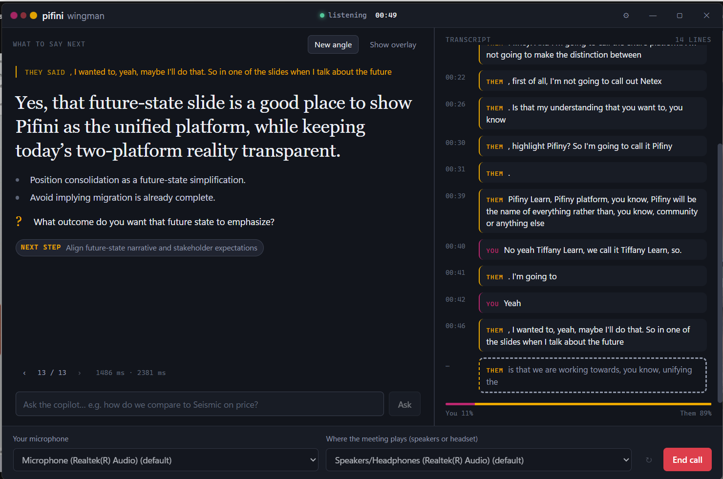 Live Sales Call Wingman screenshot